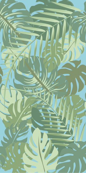 Banana Leaf Plant Blue Acrylic Shower Wall Panels Home Decor Wall Panels 2440mmm x 1220mm - CladdTech