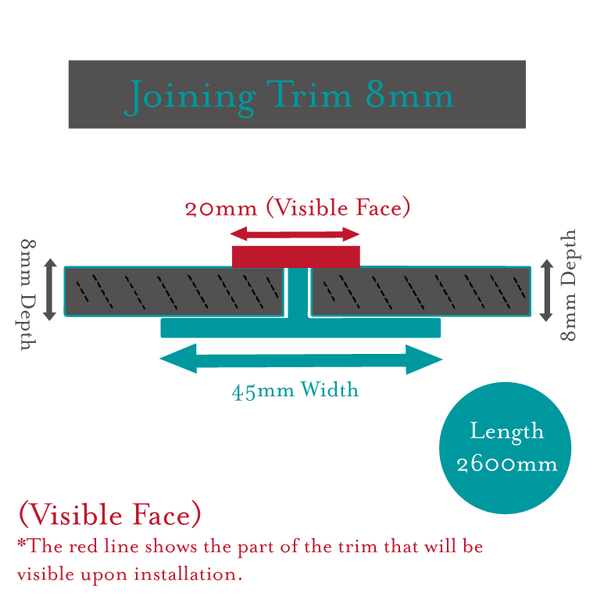 Black H Trim Joining Trim For 8mm Wall Cladding PVC Bathroom Panels 2.6m Long - CladdTech