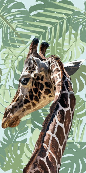 Giraffe in the Wild Banana Leaf Acrylic Shower Wall Panels Home Decor Wall Panels 2440mmm x 1220mm - CladdTech