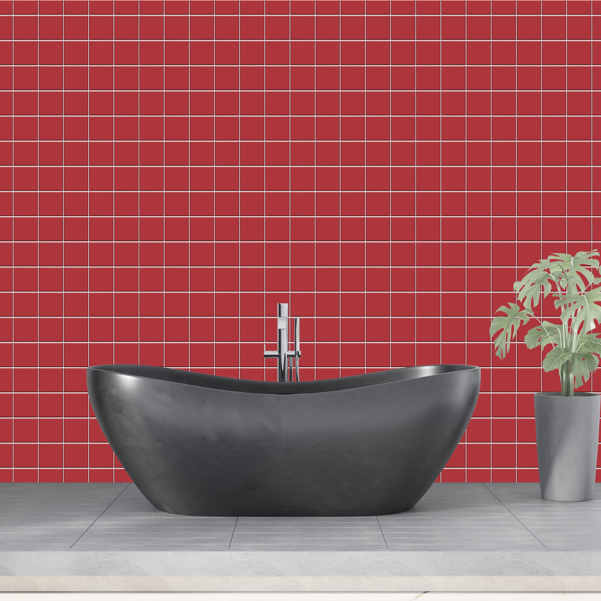 Red Checkerboard Tile Acrylic Shower Wall Panel 2440mm x 1220mm ( 3mm ...