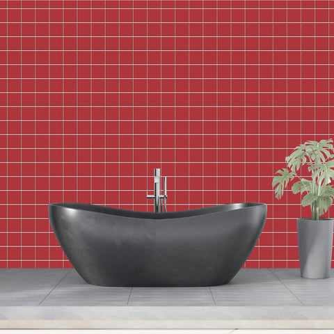 Red Checkerboard Tile Acrylic Shower Wall Panel 2440mm x 1220mm ( 3mm Thick) - CladdTech