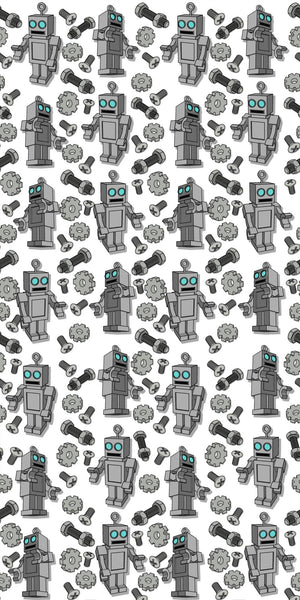 Retro Robots Acrylic Wall Panels Home Decor Wall Panels 2440mmm x 1220mm - CladdTech