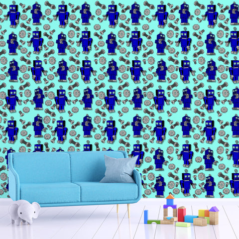 Retro Robots Acrylic Wall Panels Home Decor Wall Panels 2440mmm x 1220mm - CladdTech