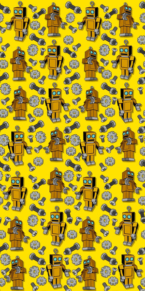 Retro Robots Acrylic Wall Panels Home Decor Wall Panels 2440mmm x 1220mm - CladdTech
