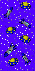 Rockets & UFOs Acrylic Wall Panels Home Decor Wall Panels 2440mmm x 1220mm - CladdTech