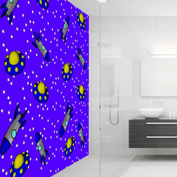 Rockets & UFOs Acrylic Wall Panels Home Decor Wall Panels 2440mmm x 1220mm - CladdTech
