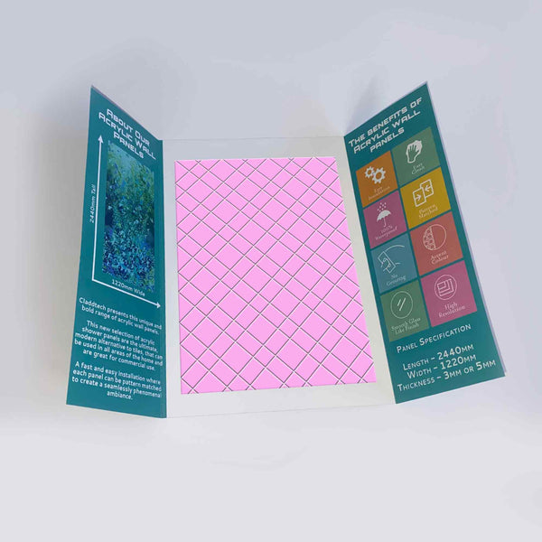 Sample of Pink Basket Weave Tile Acrylic Shower Panel 2440mm x 1220mm - CladdTech