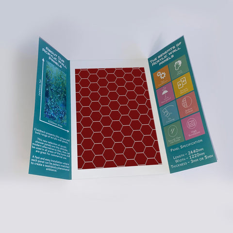 Sample of Red Hexagon Tile Acrylic Wall Panel 2440mm x 1220mm - CladdTech