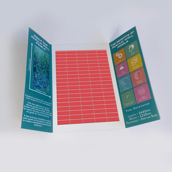 Sample of Red Horizontal Block Tile Acrylic Shower Panel 2440mm x 1220mm - CladdTech