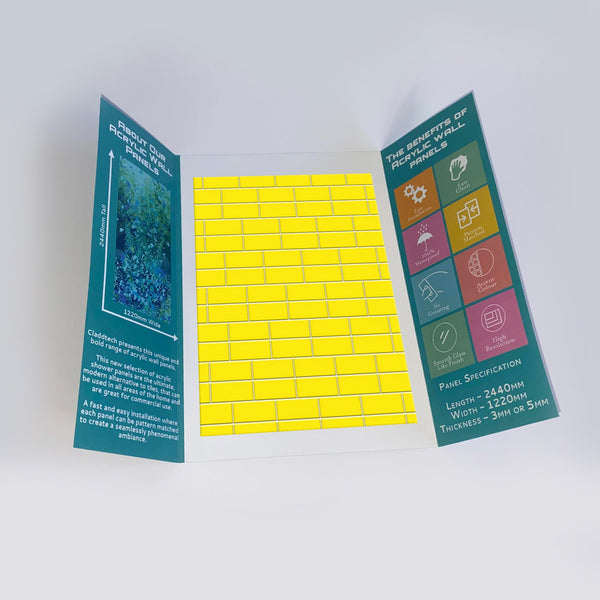 Sample of Yellow Brickbond Tile Acrylic Shower Wall Panel 2440mm x 1220mm - CladdTech