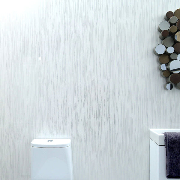 Studio Stripes White PVC Shower Wall Panel 2400mm x 1000mm x 10mm - Claddtech