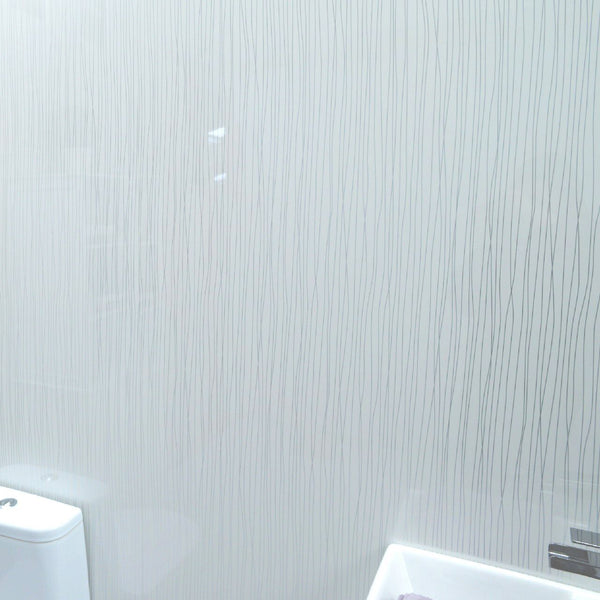 Studio Stripes White PVC Shower Wall Panel 2400mm x 1000mm x 10mm - Claddtech