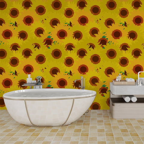 Sunflower Fields Acrylic Wall Panels Home Decor Wall Panels 2440mmm x 1220mm - CladdTech