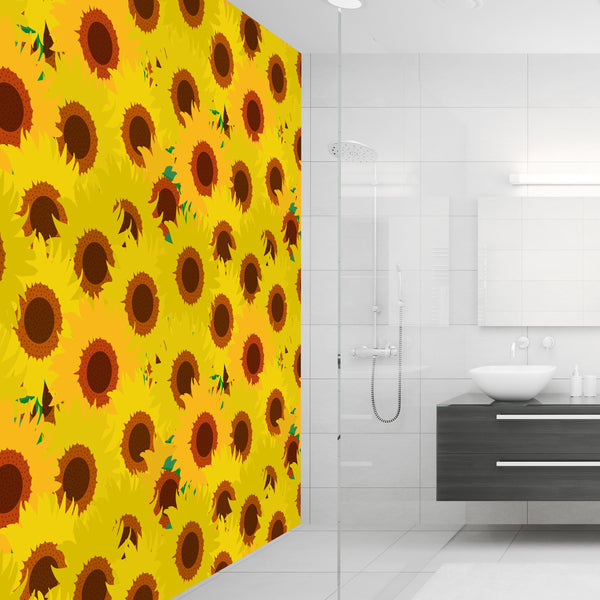 Sunflower Fields Acrylic Wall Panels Home Decor Wall Panels 2440mmm x 1220mm - CladdTech