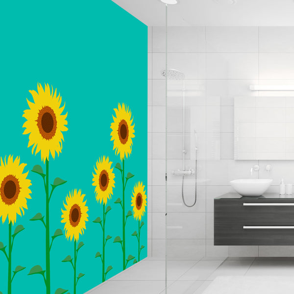 Triple Sunflower Acrylic Wall Panels Home Decor Wall Panels 2440mmm x 1220mm - CladdTech