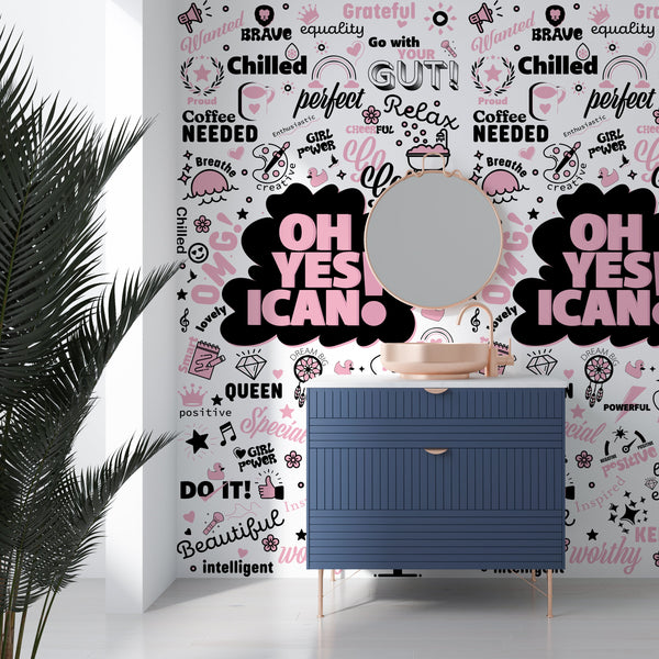 YES I CAN Affirmation Artwork Acrylic Shower Wall Panels Home Decor Wall Panels 2440mmm x 1220mm - CladdTech