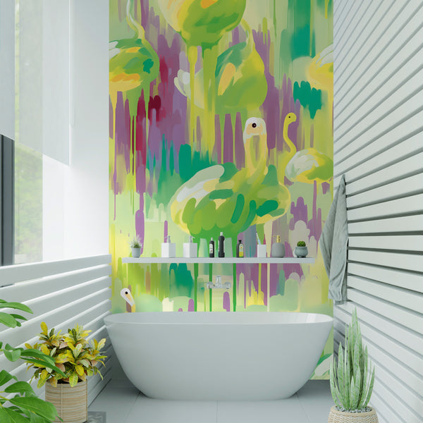 Wet Paint Flamingos Acrylic Wall Panels Home Decor Wall Panels 2440mmm x 1220mm - CladdTech