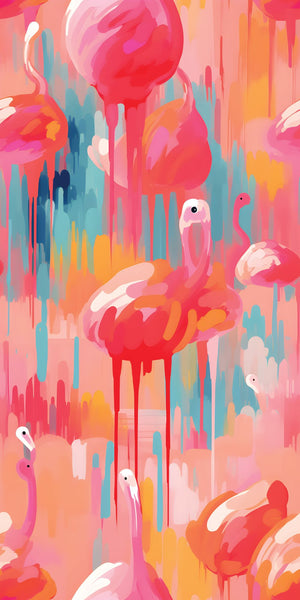 Wet Paint Flamingos Acrylic Wall Panels Home Decor Wall Panels 2440mmm x 1220mm - CladdTech