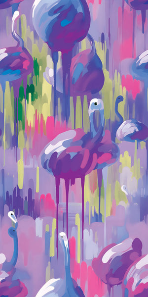 Wet Paint Flamingos Acrylic Wall Panels Home Decor Wall Panels 2440mmm x 1220mm - CladdTech