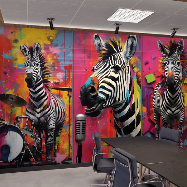 Zany Zebras Acrylic Wall Panels Home Decor Wall Panels 2440mmm x 1220mm - CladdTech